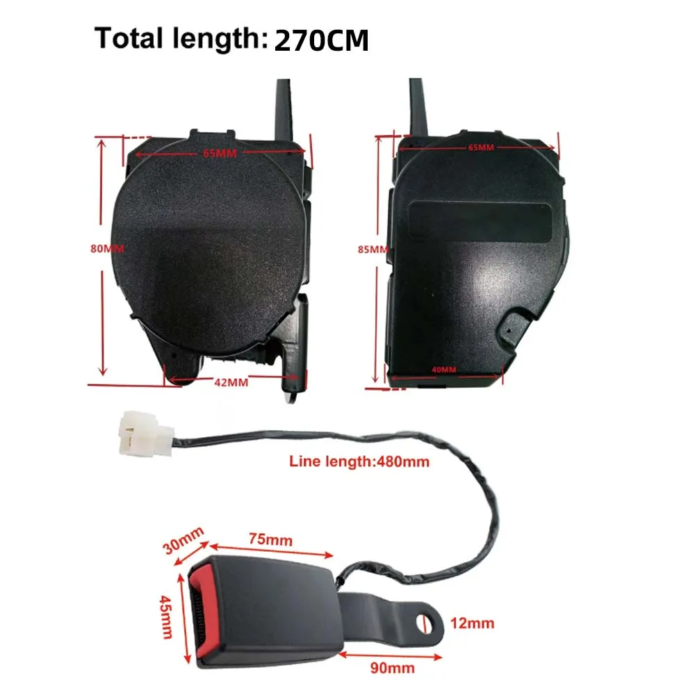 Universal 3 pontos cinto de segurança com cabo de advertência, alta qualidade, cinto automático, preto, vermelho, cinza, bege, 270cm