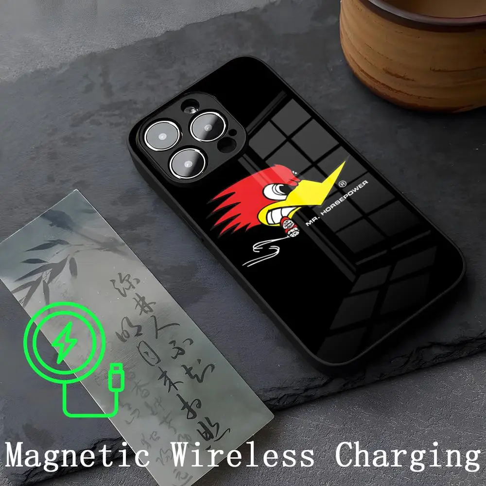 Mr.Horsepower Phone Case Strong Magnetism Glass For iPhone 14ProMax 16 13 12 15 11 Pro XS Max Plus Mini Cover