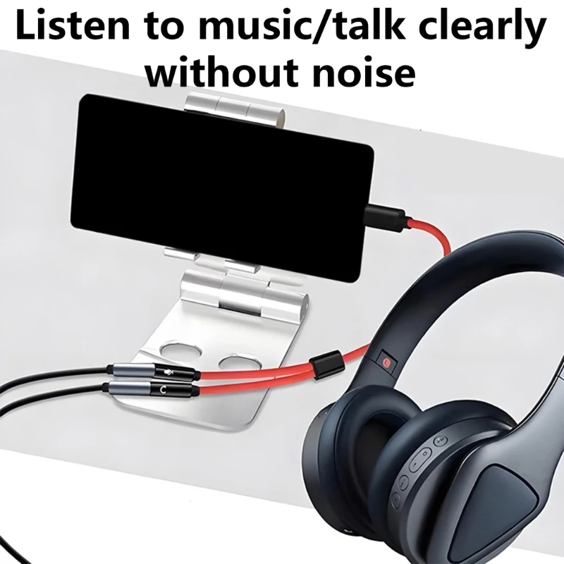 USB C Earphone Sound Cable Type C Male to 2 3.5mm Female Headsets Adapters Y Splitters Headphones Microphones Cable