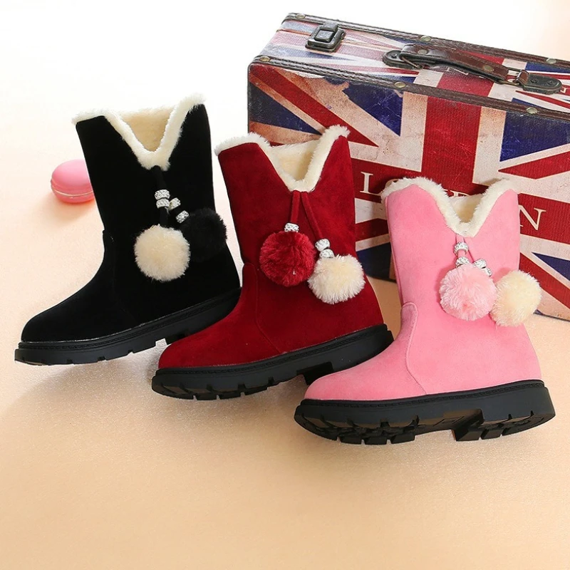 

Детские ботинки принцессы, новинка зимы 2025, корейское издание, детская обувь на плоской подошве, детские нескользящие модные ботинки для девочек, детские короткие сапоги