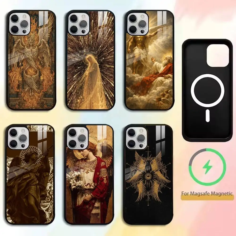 

Medieval Retro Archangel Lucifer Phone Case For iPhone17,16,15,14,13,12,11 Plus,Pro Magnetic For Magsafe Wireless Charging