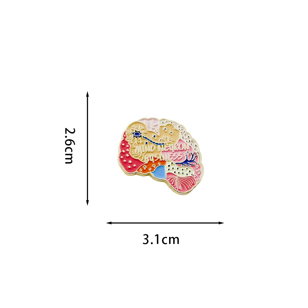 Mind Neuron Business Enamel Pin Brain Badge Neuroscience Brooch Anatomical Jewelry Nurse Doctor Researcher Biology Gift