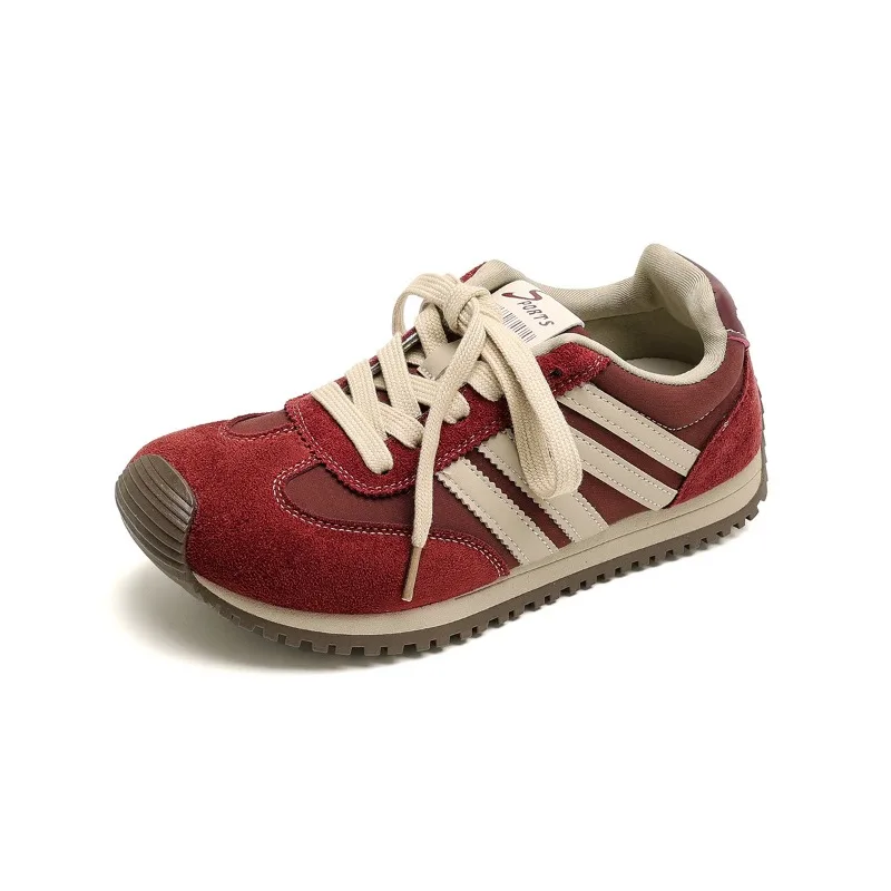 

Red Thick Heel De Xin Women's Shoes Casual Soft Bottom Front Buckle Autumn Winter Retro Style Versatile Comfortable Cotton Lined