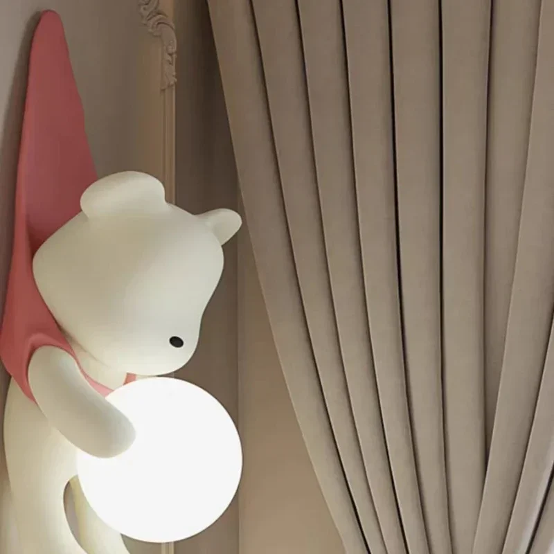 SANDYHA Nordic Resin Wall Lamp Cute Little Bear Design LED Light Children\'s Room Bedroom Decoration Home Study Lighting Fixtures