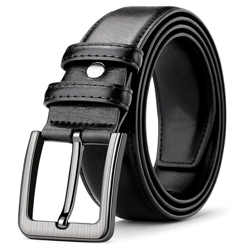 3.8 سنتيمتر الرجال بولي Leather الجلود سبيكة دبوس مربع مشبك حزام 120 130 140 سنتيمتر الأعمال حزام الترفيه كبار السن الكلاسيكية أسود براون حزام الخصر