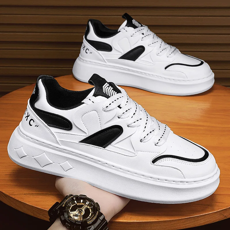 

Men's new white shoes trendy versatile stylish board shoes height increasing sports leisure wear-resistant breathable sneakers