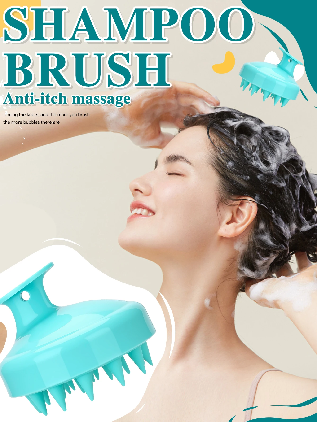 1 Pcs Silicone Soft Shampoo Brush Scalp Massage Comb Thoroughly Clean Scalp Body Massage Brush Hair Salon Hair Brush