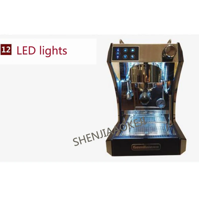 Mesin kopi Italia 1.7L mesin kopi uap Double Boiler pompa ganda penuh semi-otomatis tombol stainless steel 220V