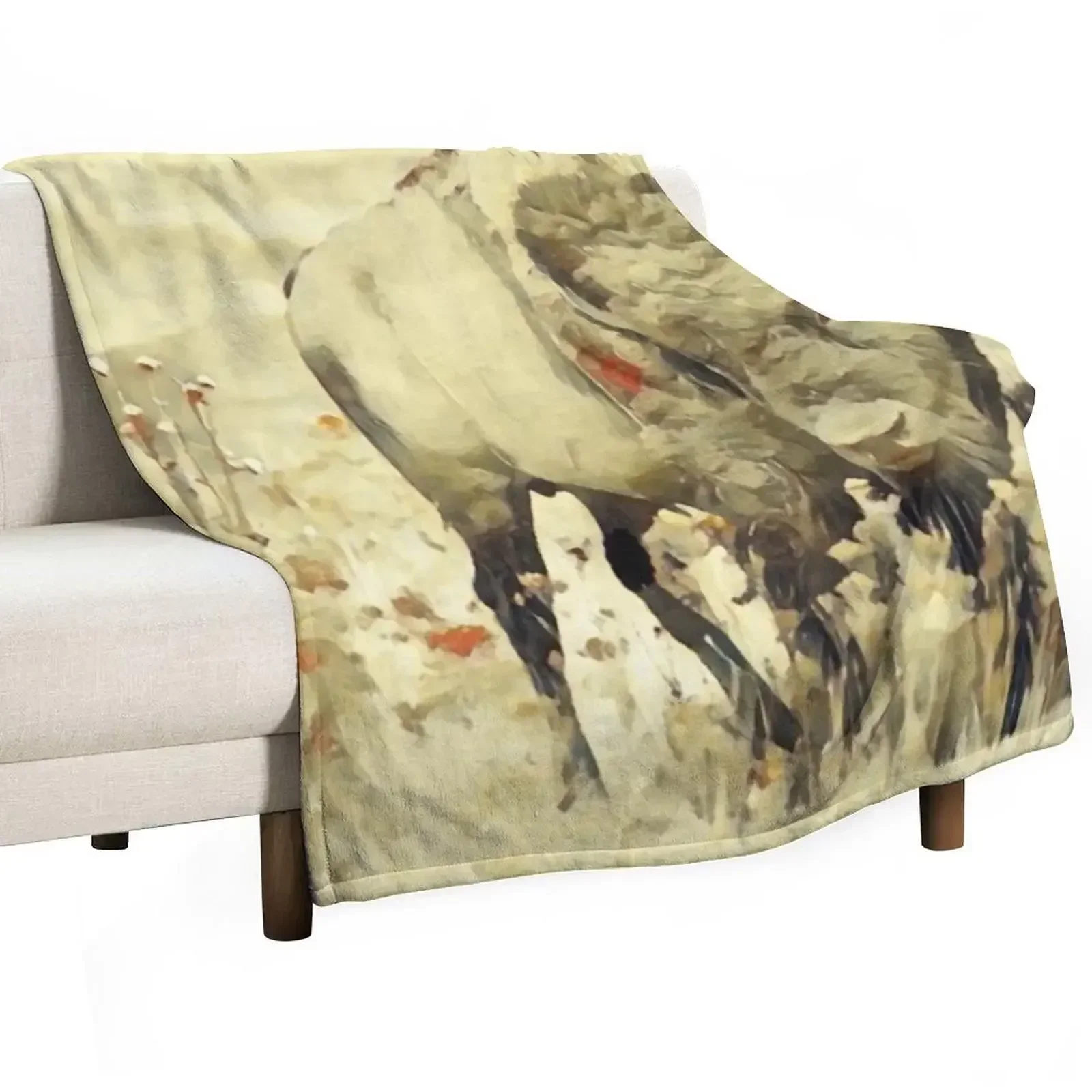 

Bison Watercolor Painting Throw Blanket Beautifuls Kid'S Furry Luxury St Blankets