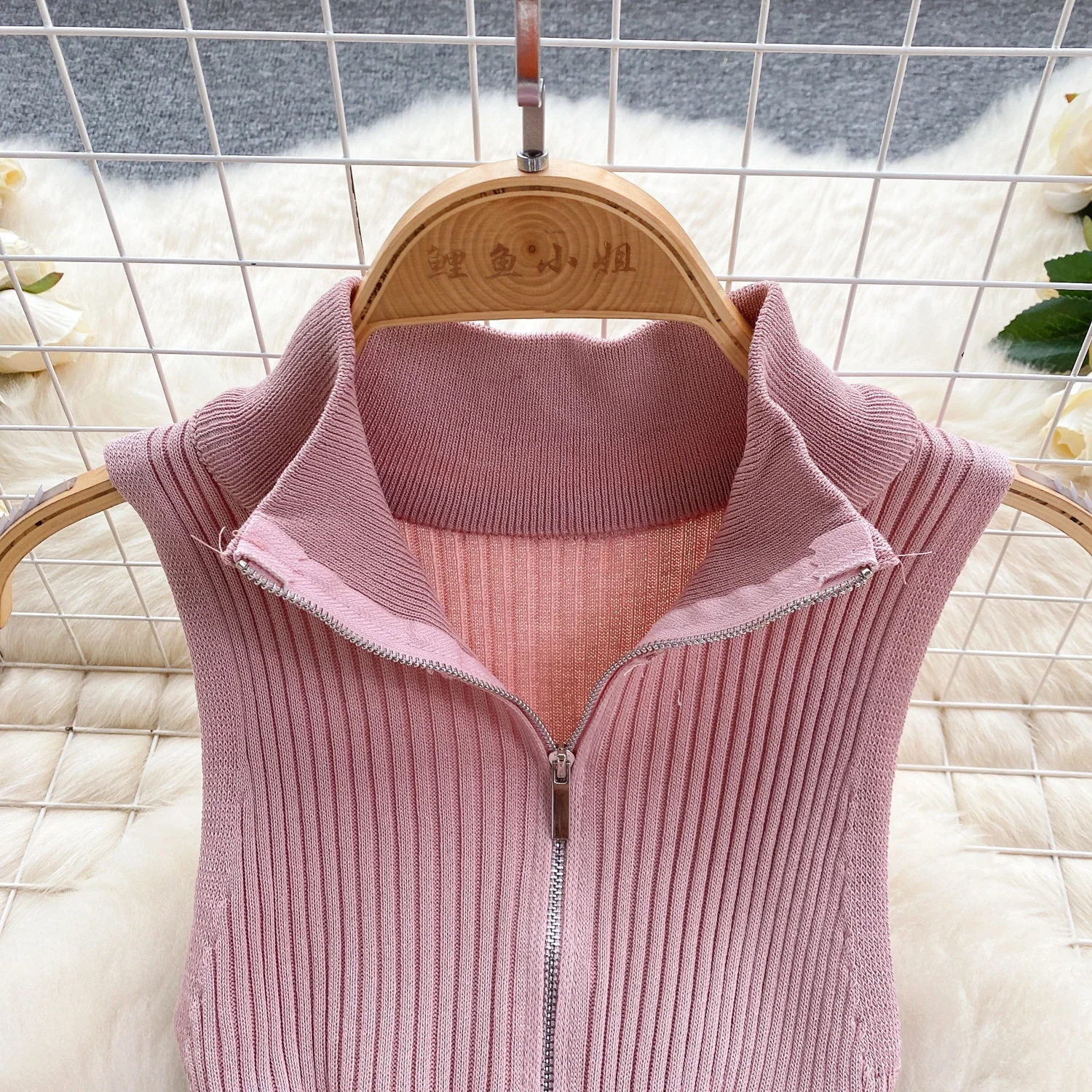 Robe d'été rose Sexy avec fermeture éclair, bretelles en tricot, débardeur, taille élastique, moulante, robe de plage, sans manches, Mini, 2024