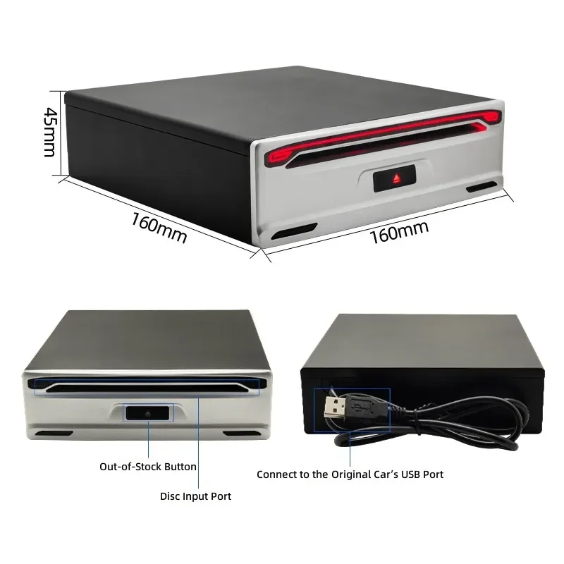 for Android Large Screen Navigator CD Player Car  Disc Case Digital Universal Optical Drive USB Interface Plug and Play