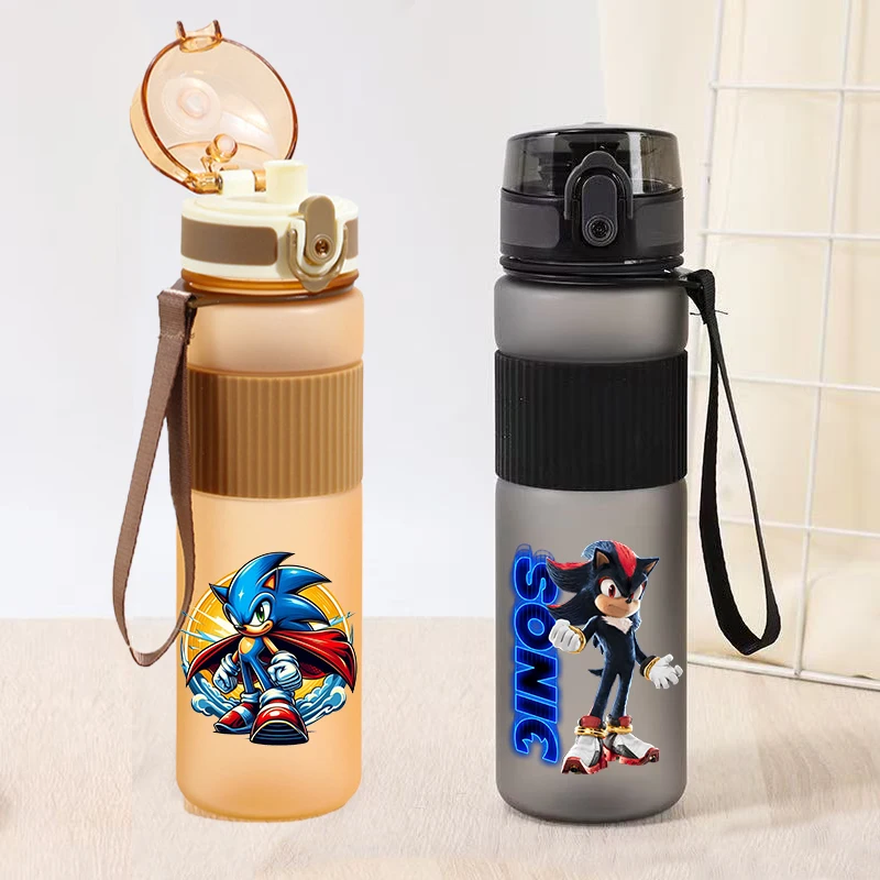 

550ML Sonics Frosted Water CupSs Boy Girl Cartoon Anime Water Bottle Men Women Portable Large Capacity Sports Bottles Xmas Gift