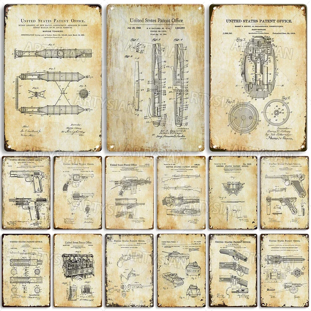 Patent Matal Sign Johnstone Missile Launching Hand GrenadeMilitary Vehicle Armored Jeep Rocket Propulsion Army Canteen WWI WWII