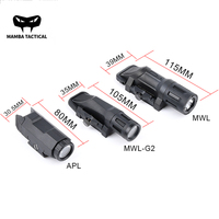 WADSN Airsoft APL WML-G2 Pistol Tactical Flashlight Gun Scout Light 400lm Strob For G17 G18 G19 AK47 Glock Picatinny Rail Mount