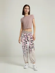 Pantalones de pijama con estampado de flores para mujer, ropa de dormir suave y cómoda, pantalón largo para el hogar, Tallas grandes