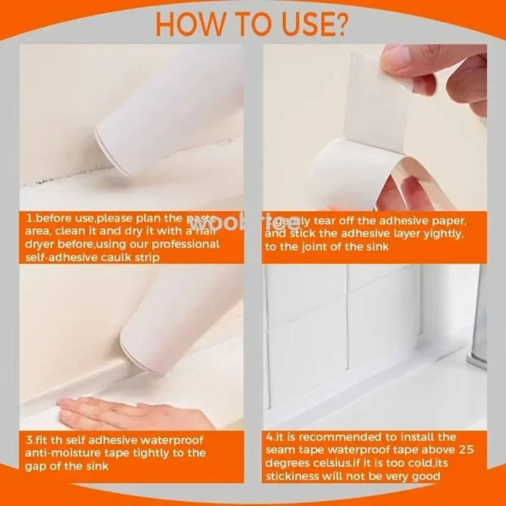 Self Adhesive Kitchen Sink Waterproof Tape Waterproof Mould Proof Sink Bath Sealing Tape Thickened Mildew Strong