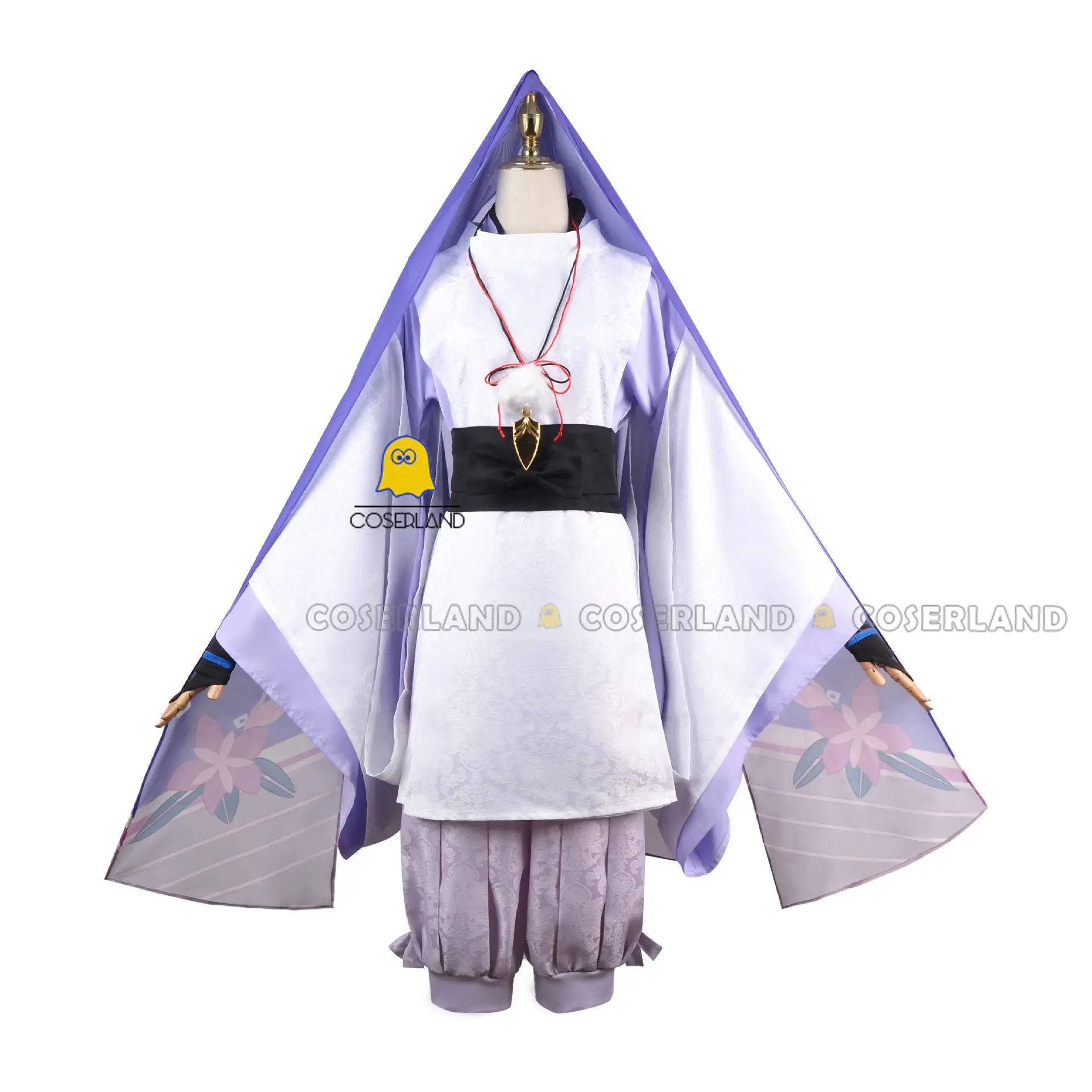 Scaramouche Kunikuzushi Cosplay Costume Genshin Impact Game Wig Purple Cloak White Outfit Necklace Balladeer Hunting Kimono Men