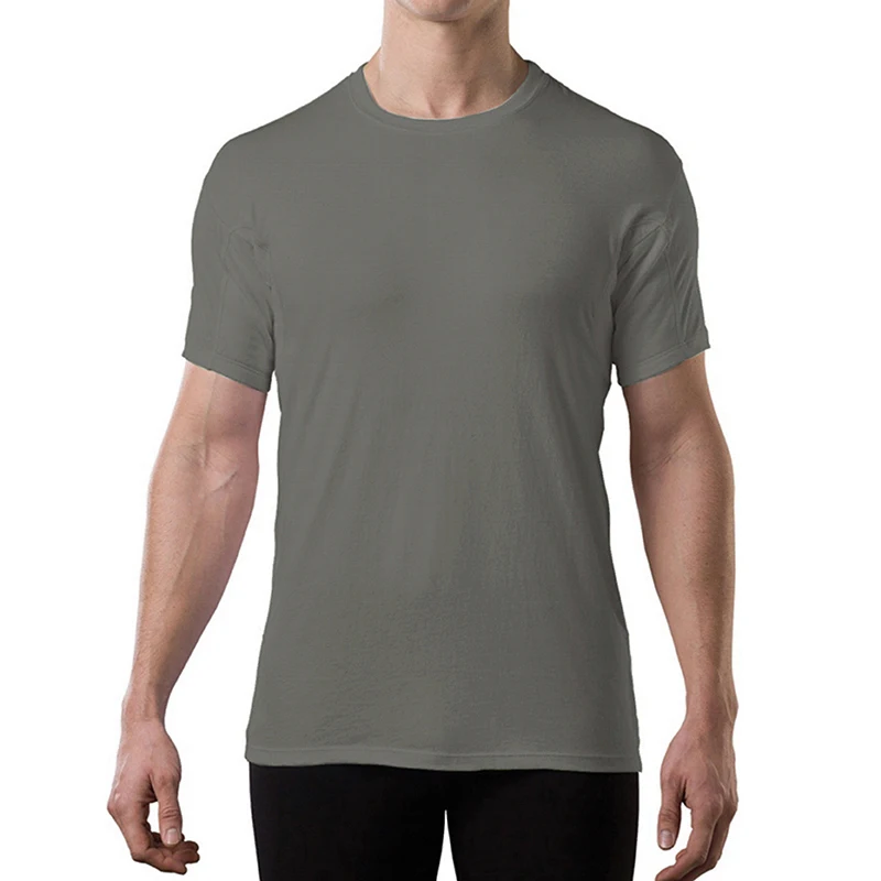 

Crew Neck Modal T-Shirt with Underarm Sweat Pads Men's Clothing Solid Leisure Men'S Shirt Sports Home Sweat Proof Undershirt