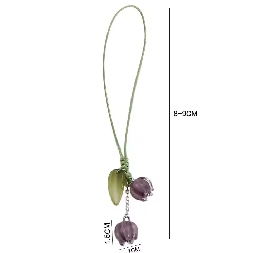 Tulip Flower Mobile Phone Straps Charm Cute For iPhone Short Lanyard Hand Rope Kawaii Keychain Phone Strap Fashion Pendant