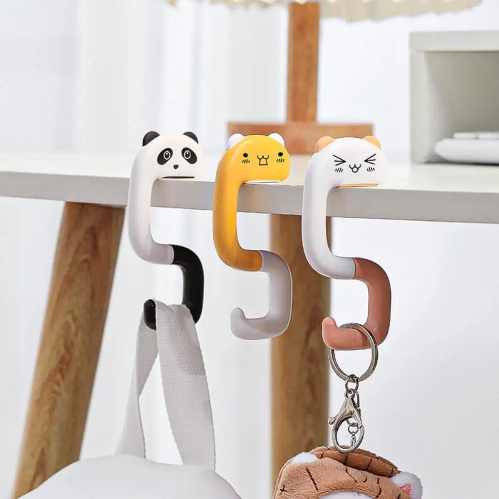 Cute Portable Bag Hook Animal Plastic Table Hook Purse Handbag Travel Bag Organizer Holder Office Decor Plastic Desk Side Hooks