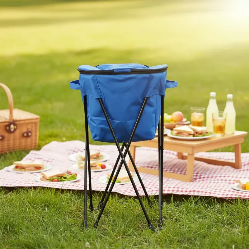 for OEM ODM Large Capacity Portable Eco Friendly Adjustable Height Stand Metal Insulated Cooler Bag for Camping Beach BBQ