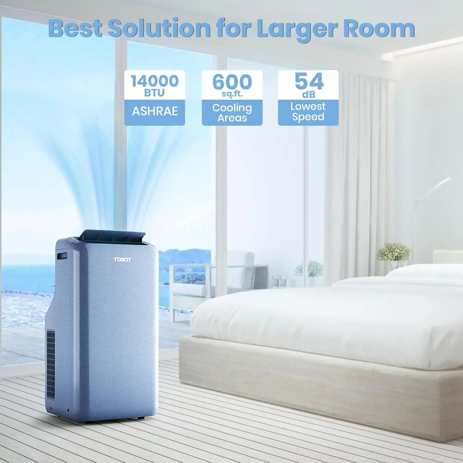 14,000 (10,000   Portable Air Conditioner with Heating Mode, Cooling, Dehumidifier, Fan, Auto Swing, 24