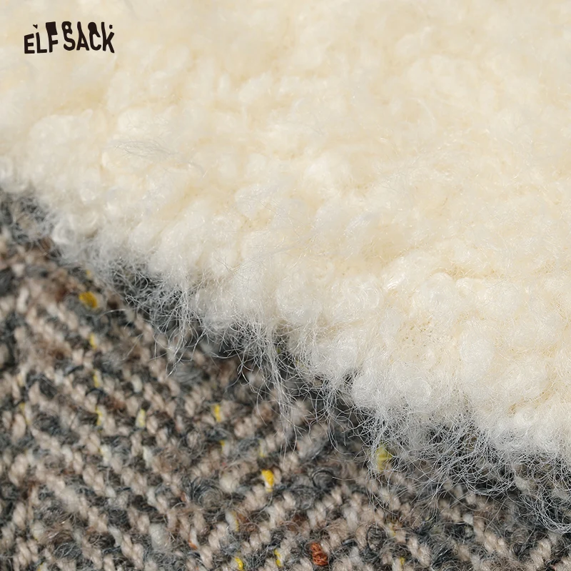 ELFSACK 2000s Korean Fashion Wool Coats Women 2023 Winter Detachable Fur Collar Mid-length Outwears