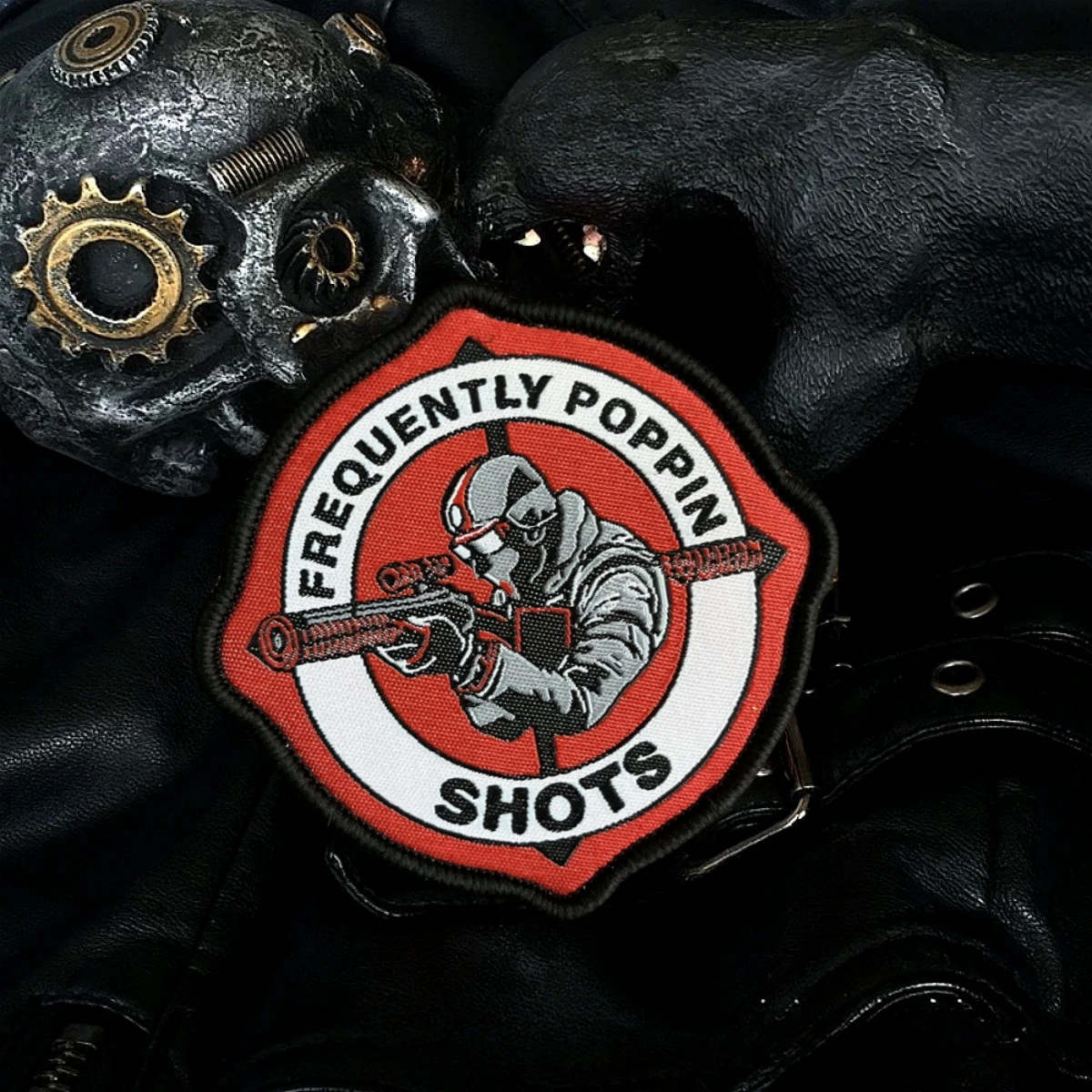 Shots Frequently Poppin Patch Tactical Sniper Morale Badge Backpack Sticker Embroidered Hook and Loop Patches Military Armband