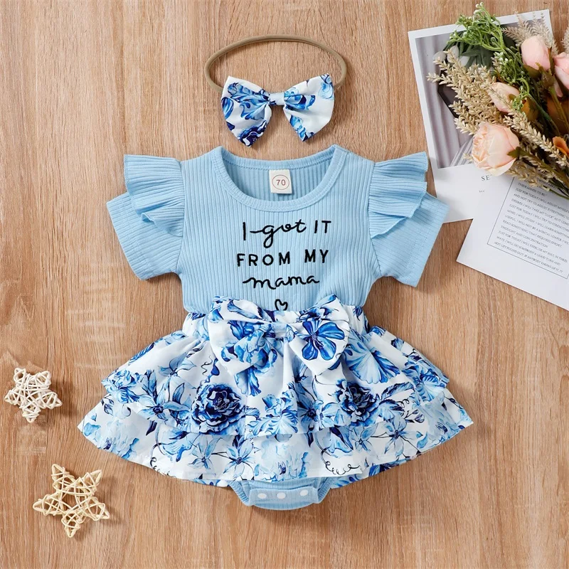 0-24M Newborn Infant Baby Girl Boy Romper + Headband Knit Soft Cotton Ruffle Jumpsuit Spring Autumn Toddler Kids Clothing