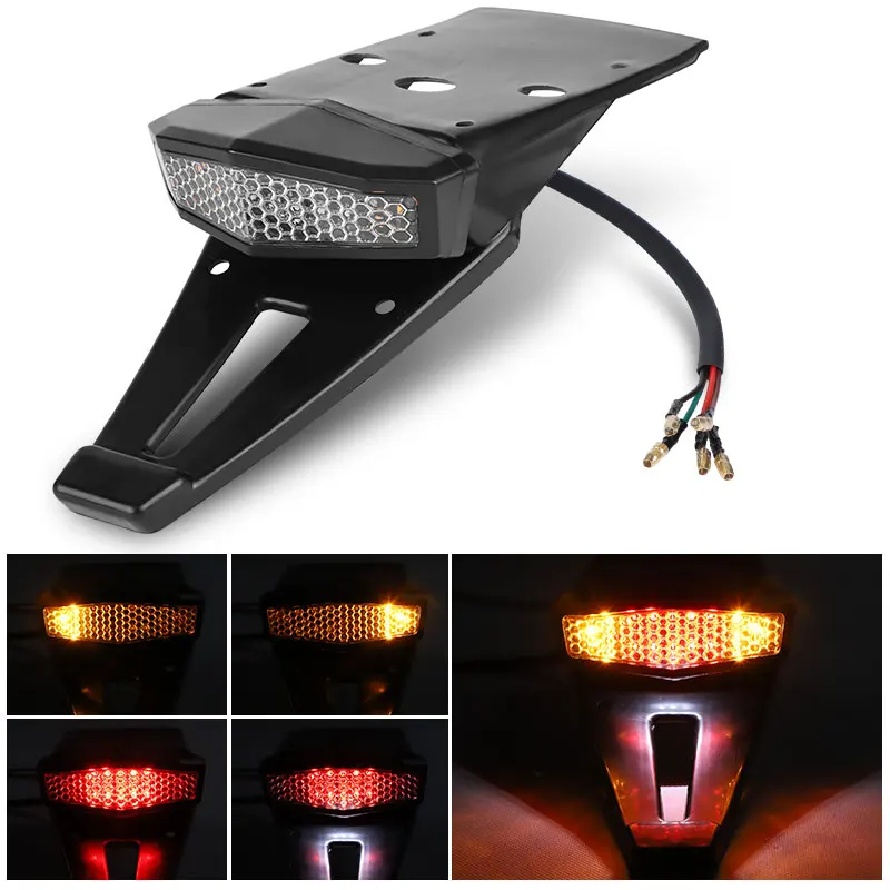 

Motorcycle LED Rear Fender Brake Stop Tail Light Motorbike Dirt Bike DRL Turn Signal Lights lamp Fender taillight with bracket