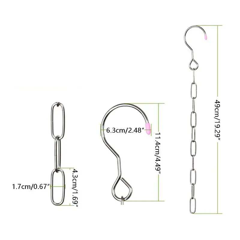 Stainless Steel Clothes Market Shop Display Hanging Chain Hooks With Ring Hanger Household