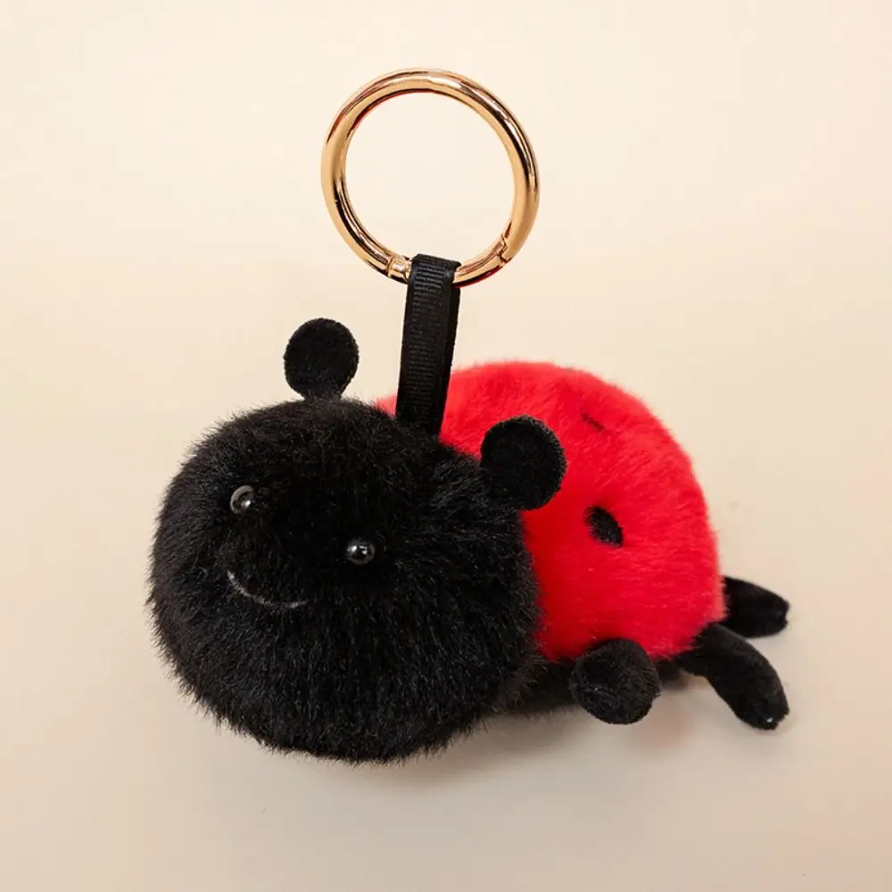 Mini Adorable Insect Series Keychain Soft Cotton Funny Keyring Caterpillar Little Ladybug Animal Bag Pendant