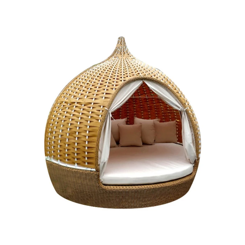 Outdoor lounge chair, lying bed, bird cage bed, rattan chair, woven beach, courtyard balcony, bird's nest bed