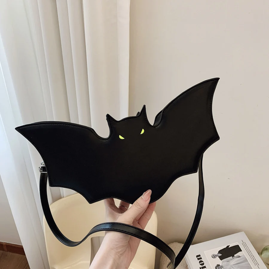 

Casual Halloween Bat Shape Shoulder Crossbody Bags for Women Handbags Versatile Underarm Bag PU Leather Black Сумка Bolsa