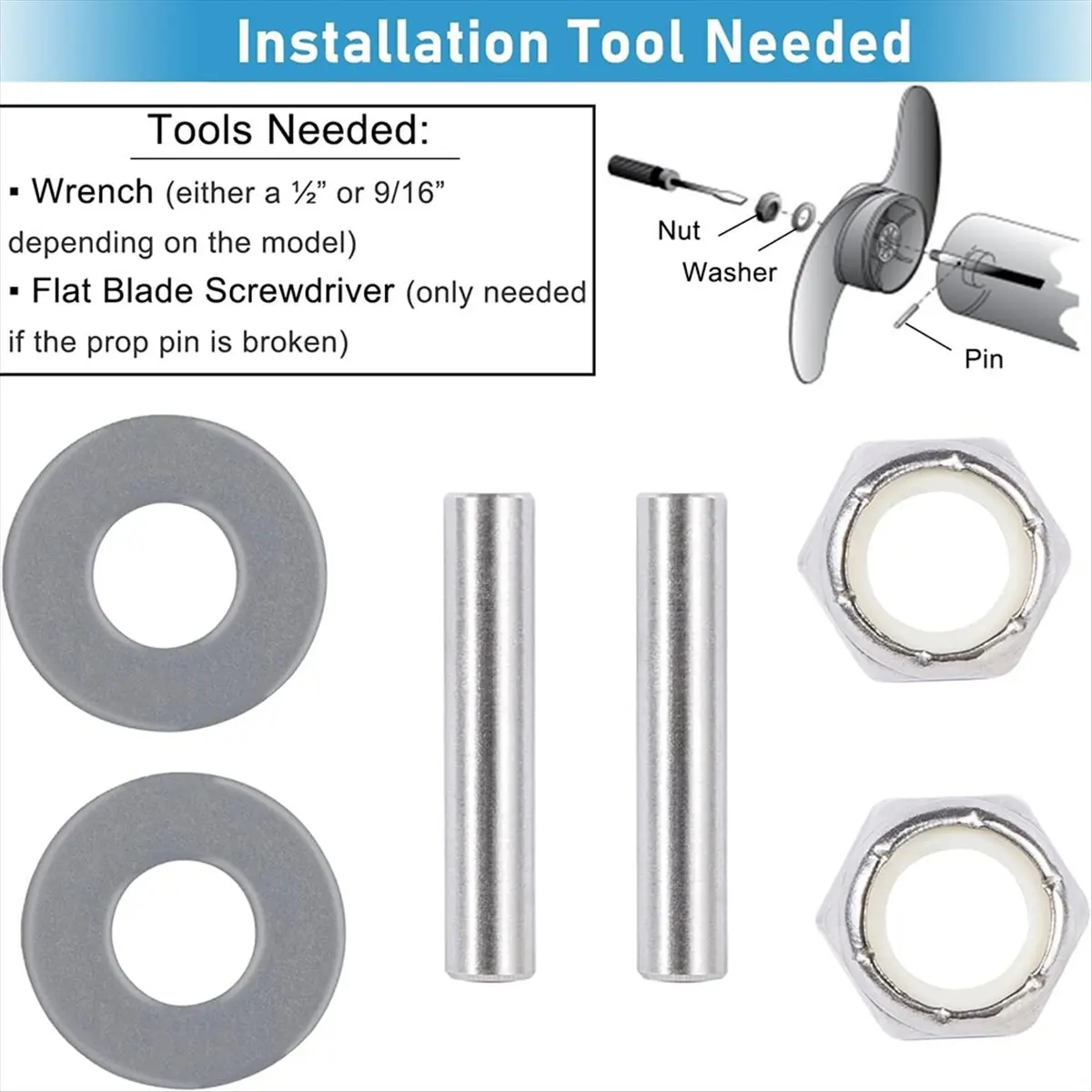 【POPULAR PICK】Prop Nut Kit E MKP-34 for Shear Pin for Trolling Motor MKP-33 Weedless Wedge 1865019