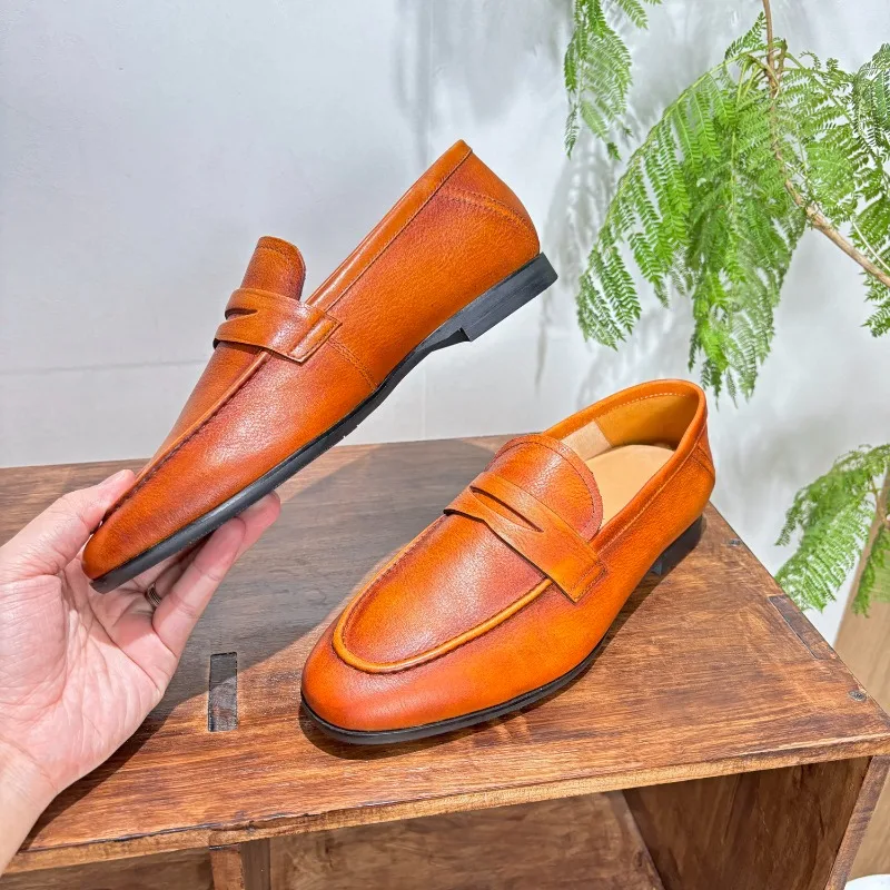 Handmade Men's Leather Shoes  Breathable Comfort Casual Fashion Business Oxford Loafers Male Office Dress Wedding Shoes