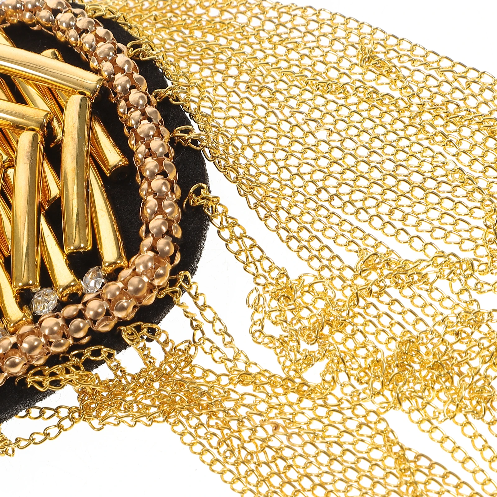 

2pcs Alloy Shoulder Jewelry Metal Beaded Tassel Epaulettes Costume Accessory Dangle Chain Rhinestones Decorative Clothing Pin