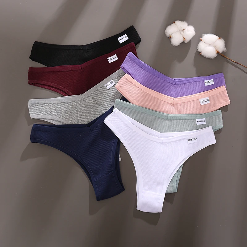 FINETOO 1Pcs Cotton Women Lingerie Female Thongs Sexy Underwear Low-Rise Underpant Women's Panties Brazilian Pants Bikini Briefs