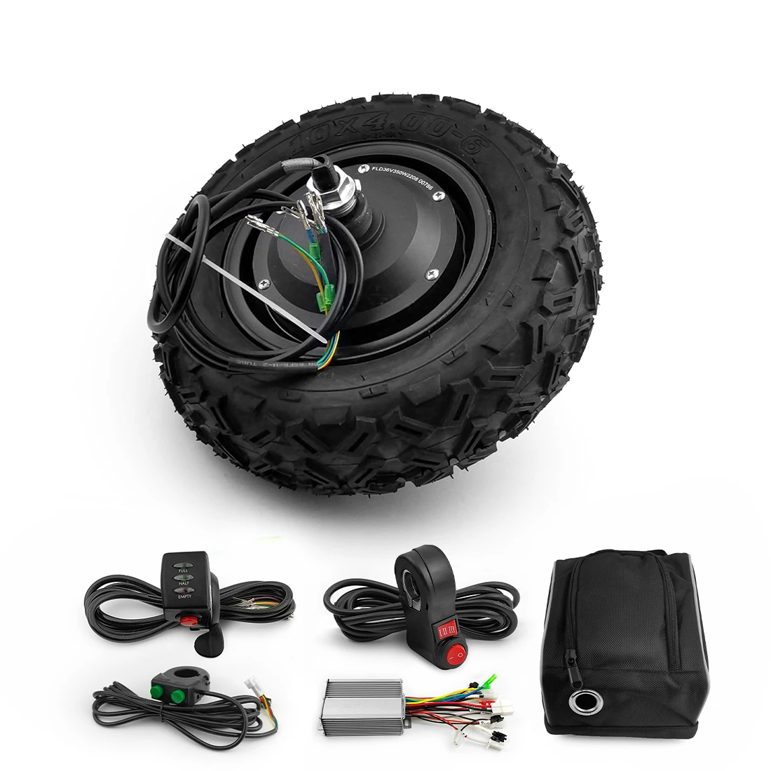 Elektrischer Schubkarren-Scooter Offroad-Radnabenmotor-Kit 10 Zoll Rad 24V 36V 48V 350W für unwegsames Gelände