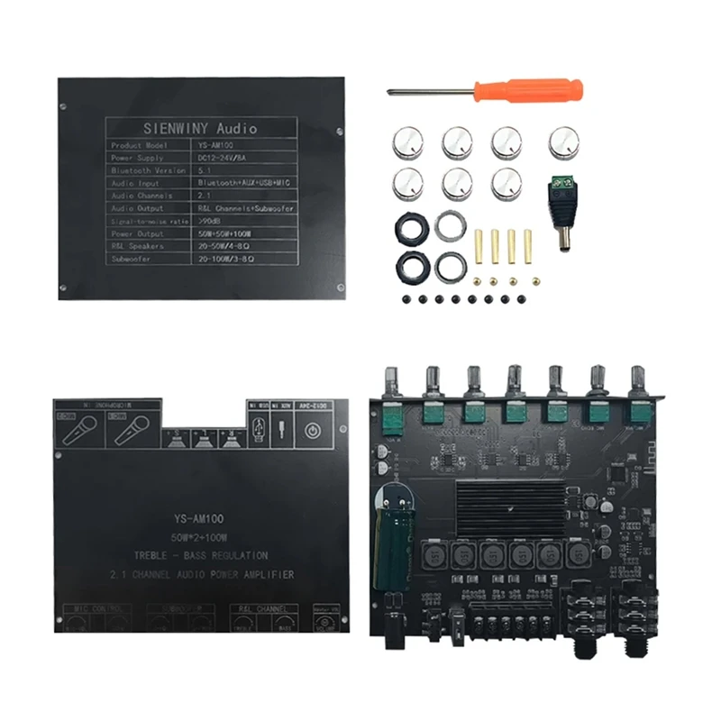 YS-AM100 KTV High Power Microphone Amplifier Board Microphone Sound All-In-One 2.1 Channel TPA3116D2 Amplifier Board