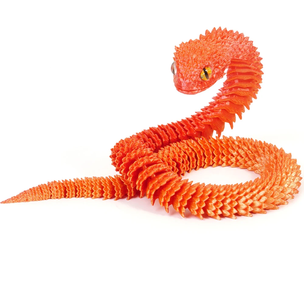 Realistic 3D Printed Snake Toy Multicolor Rotatable Simulated Snake Ornament PLA Home Decor Animal Simulation Model