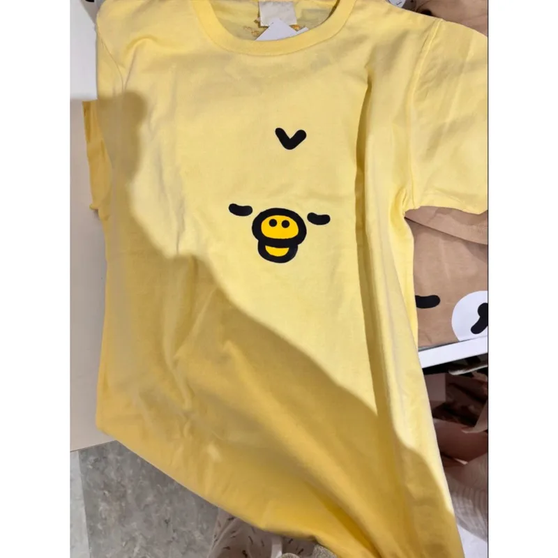 

Rilakkuma Kiiroitori Yellow Chick Top Pure Cotton Cute Duck Short-sleeved T-shirt Trend Unisex Crewneck Tee Graphic Printing Top
