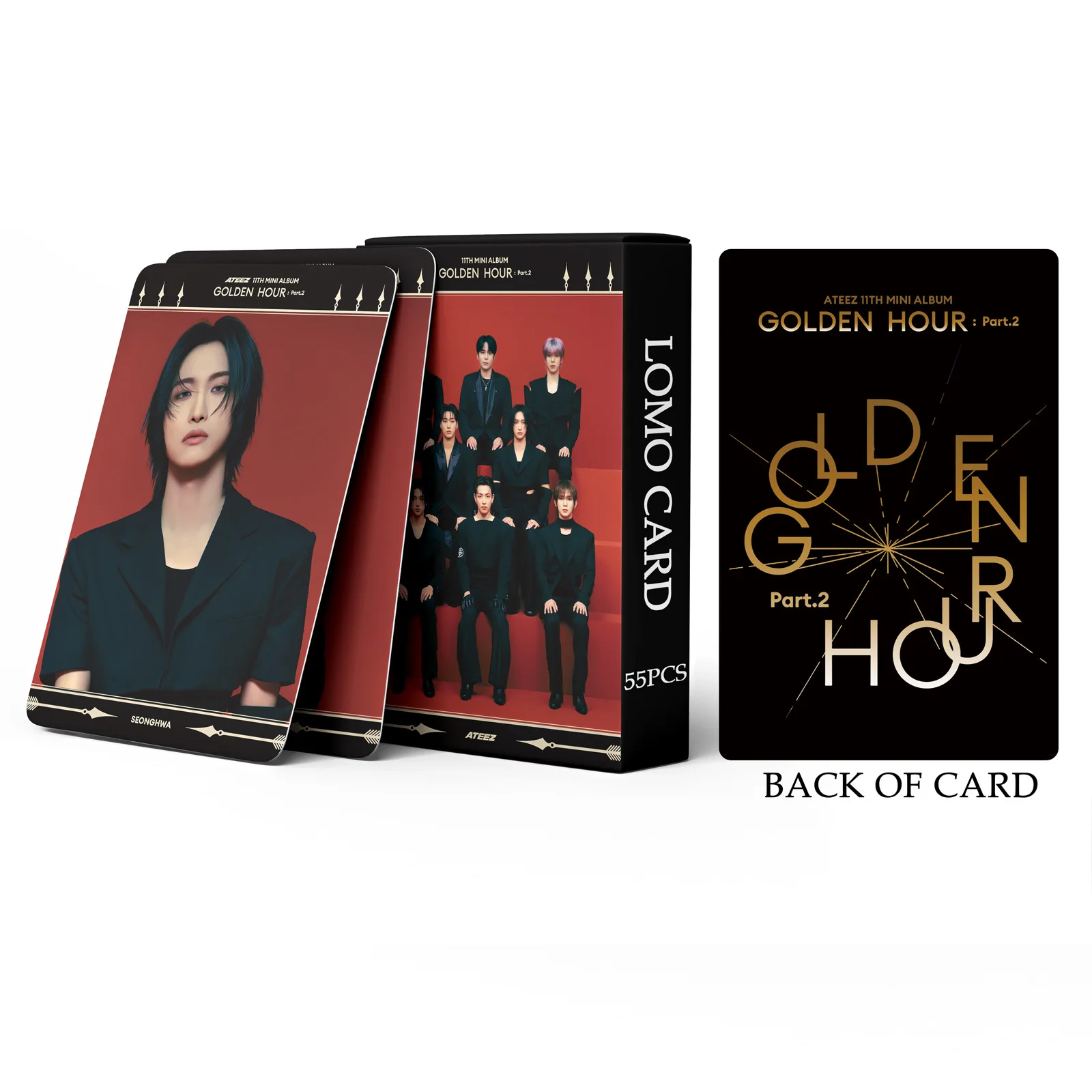 55 Pz/set ATEEZ Nuovo Album GOLDEN HOR: Parte.2 Carte Lomo HD Printd Cartoline Fotografiche di Alta Qualità Seonghwa Yunho San Mingi Ventole Regali