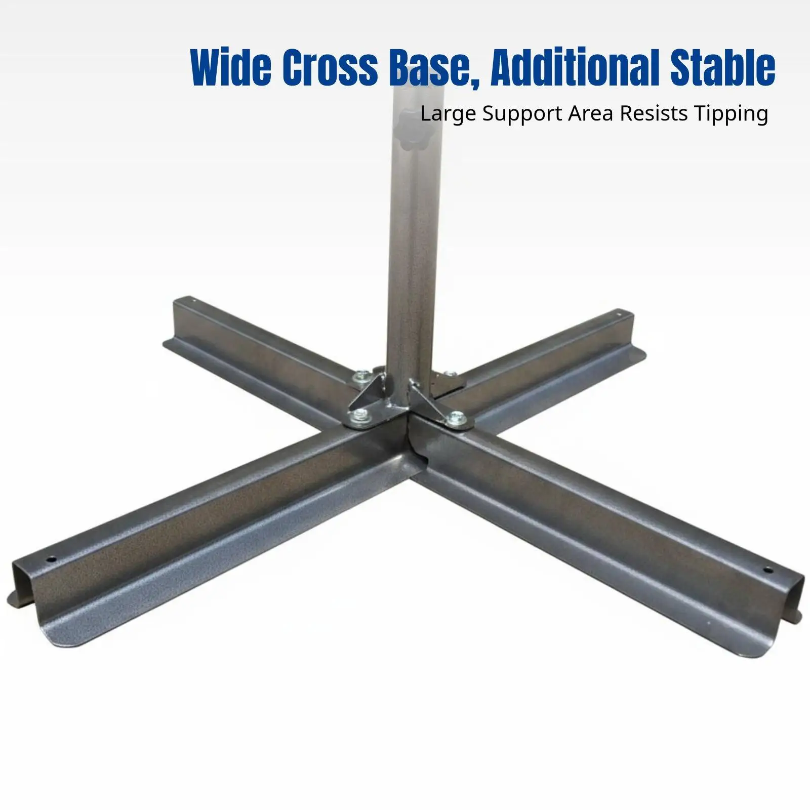Cross Foundation Parasol Base Heavy Duty Iron Umbrella Stand Adjustable Clamp for Patio Backyard Cafe Outdoor Use