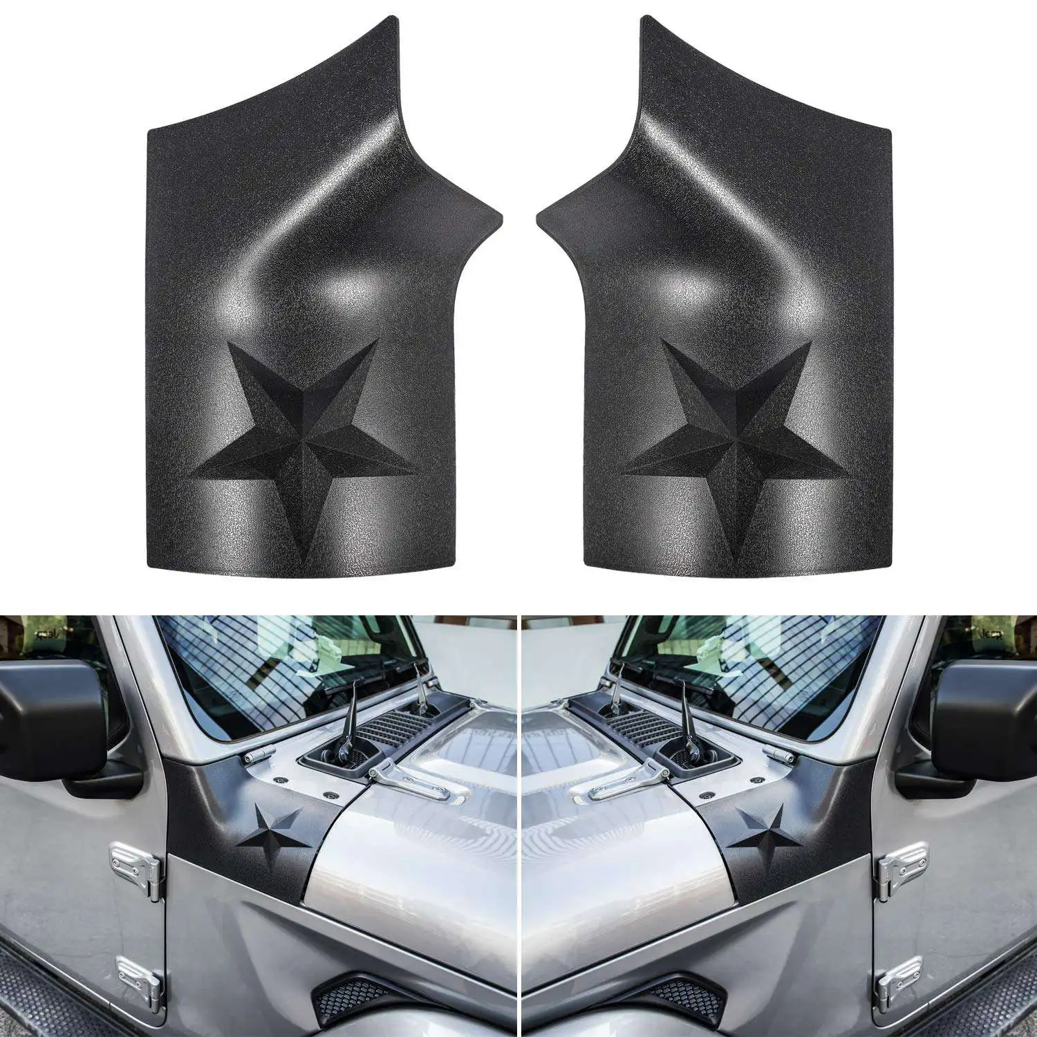 

Black Cowl Body Armor Outer Cowling Corner Guard Cover for Jeep Wrangler JL 2018 2019 Car Accessories, 2