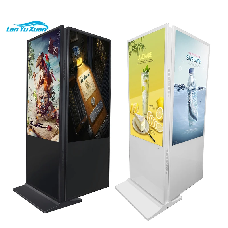 Quiosco de doble cara con pantalla táctil para interiores, quiosco de señalización Digital superfino de 65 y 55 pulgadas para publicidad