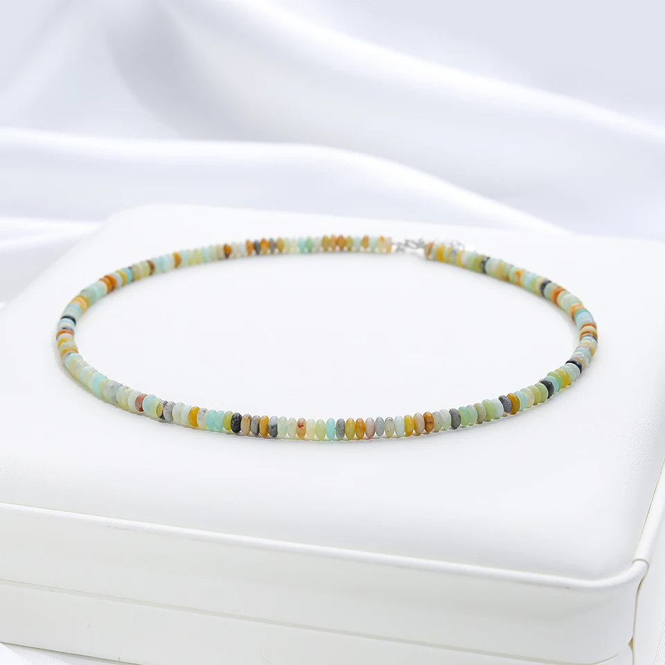4 MM Naturstein Halskette 925 Sterling Silber Turmalin Handarbeit Halsband Schmuck Für Frauen Trend Produkte Aquamarin – Detail 12