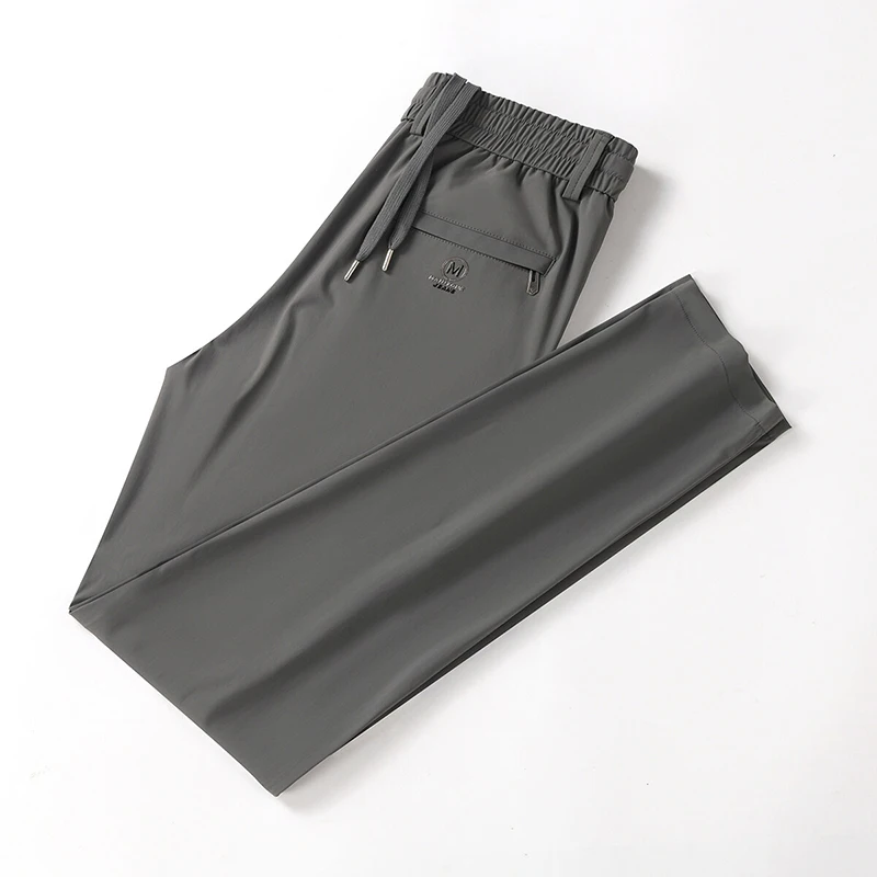 Summer Thin Men's Casual Pants Stretch Elastic Waist Pants Wrinke Free Cool Sweatpant Quick Dry Mens  Jogger Trousers