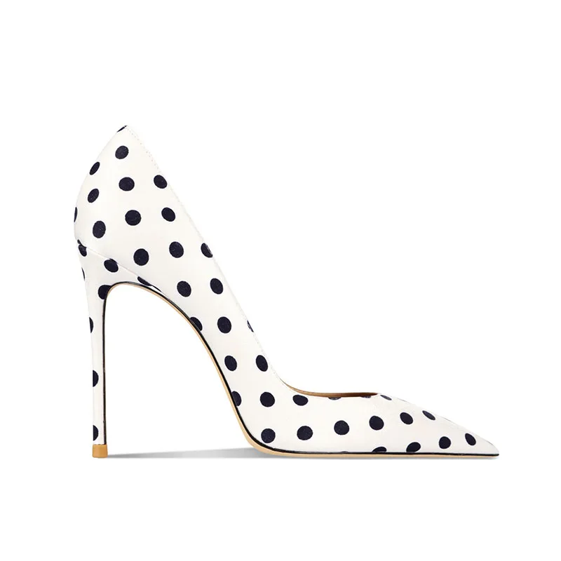 Arden Furtado ฤดูร้อน Polka dot Thin heel Office lady ปั๊มชี้ toe ตื้นผสมสีรองเท้าส้นสูงเซ็กซี่รองเท้าเดี่ยว