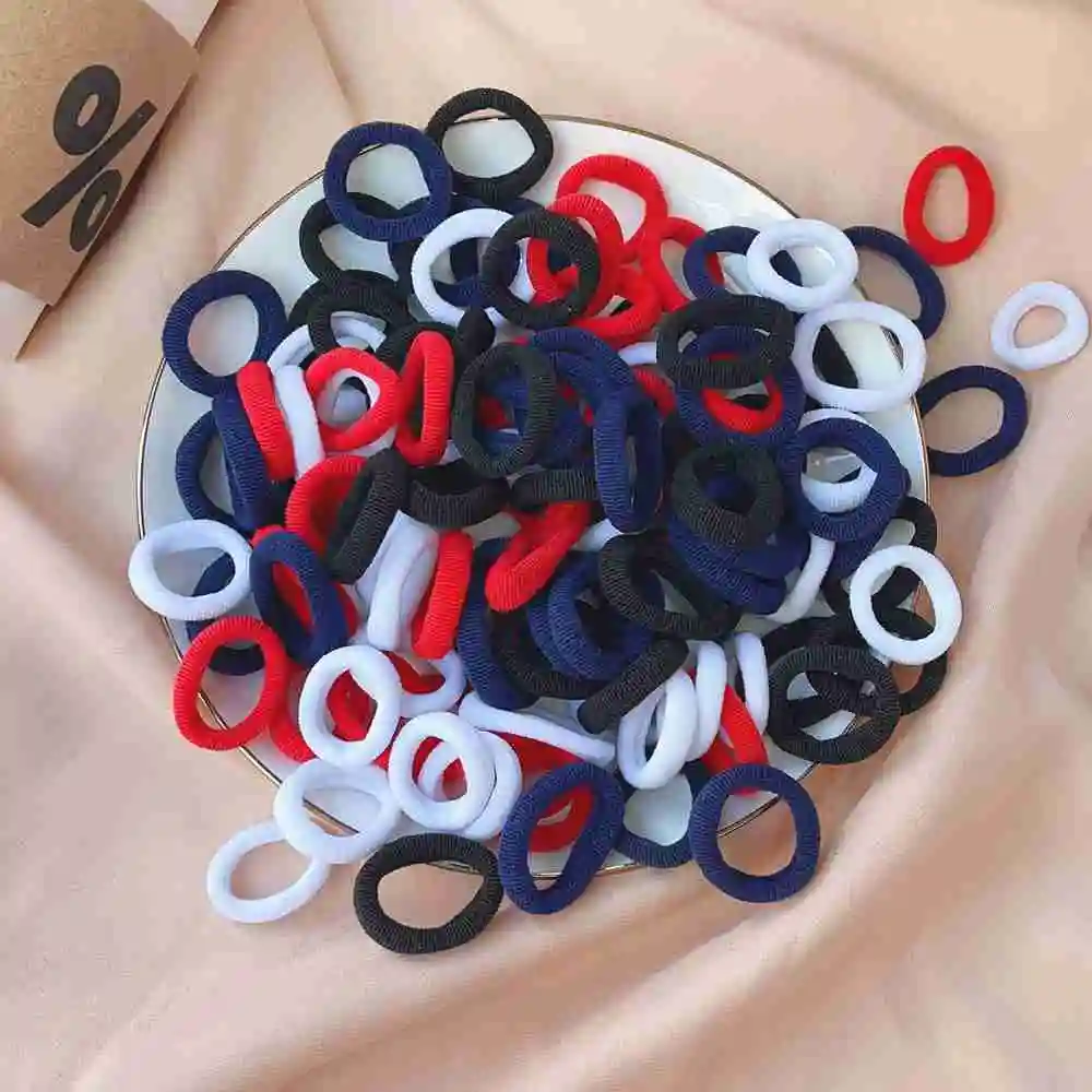 새로운 100 개/몫 헤어 밴드 캔디 컬러 탄성 고무 밴드 헤어 밴드 아기 머리띠 Scrunchie 헤어 액세서리 헤어